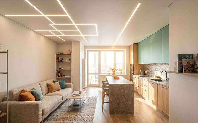 Световые линии - эффектное зонирование без стен